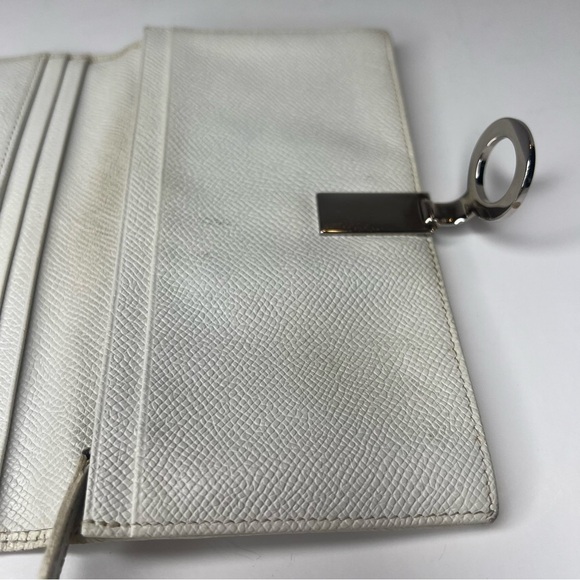 💜BVLGARI BVLGARI Nappa LEATHER Bifold Long WHITE Silver Clip Accent WALLET💜 - Picture 14 of 16
